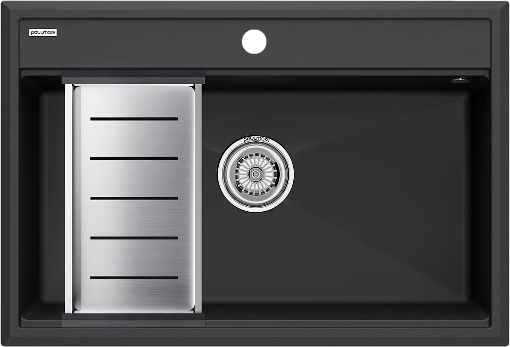 Мойка кухонная Paulmark Stepia PM117551-AN+A375-BS с коландером, антрацит Sancos — официальный сайт