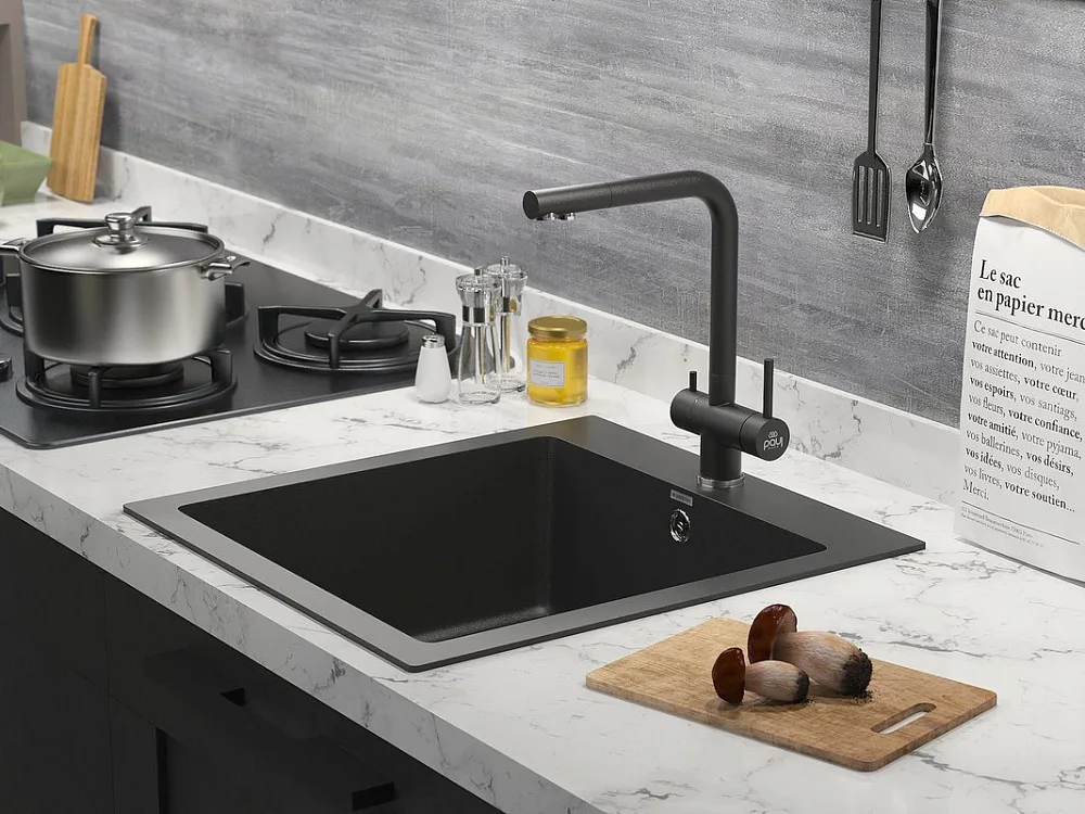 Смеситель для кухни Paulmark Skalen Sk213020-BLM, черный Sancos — официальный сайт