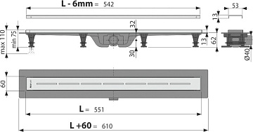 Душевой трап (лоток) AlcaPlast APZ20 APZ20-550