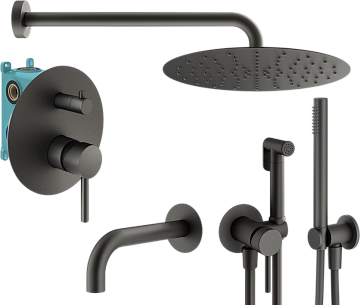 Комплект для ванной Plumberia Selection Ixo KITZXO19GR60 С ВНУТРЕННЕЙ ЧАСТЬЮ, графит матовый