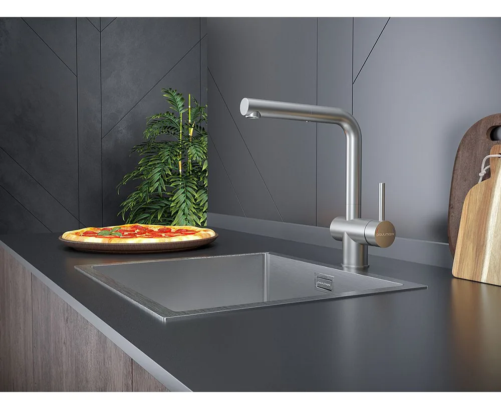 Смеситель для кухни Paulmark Dosse Do214418-BS брашированная сталь Sancos — официальный сайт