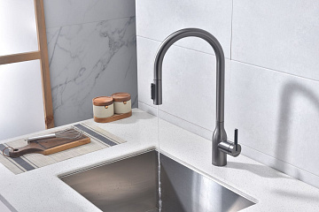 Смеситель для кухни Paulmark Universal Un213880-GM вороненая сталь