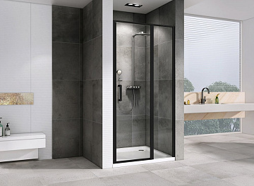 Душевая дверь в нишу Abber Sonnenstrand AG04120BS 120 см, профиль черный, стекло прозрачное
