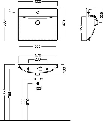 Мебельная раковина Hatria Canalgrande Y1EJ01 60 см