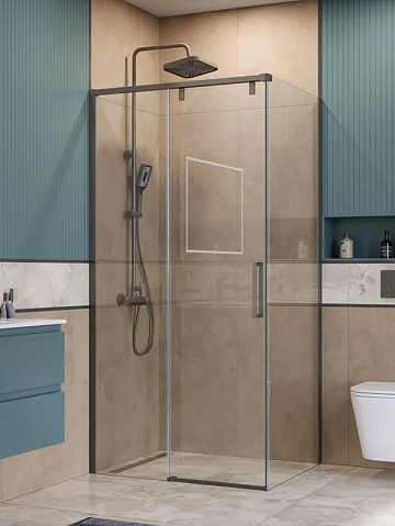 Душевой уголок BelBagno Soft Close-1 AH-1-100/90-C-GM профиль оружейная сталь