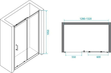 Душевой уголок RGW Passage PA-14+90 см (128-132)x90x195 профиль хром, стекло прозрачное