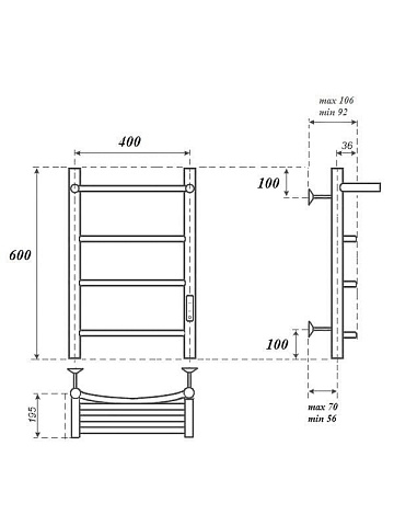 Полотенцесушитель электрический APEXTERMO Корона CR01164WM 60x45 см, подключение справа, слева, скры