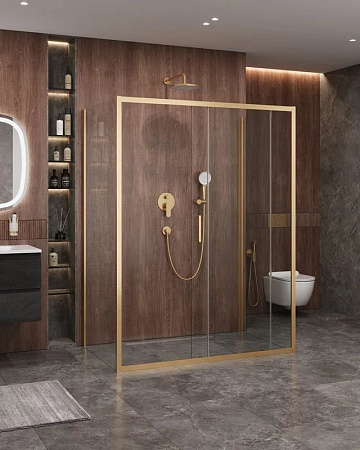 Душевой уголок Cezares Molveno AH 12 160+90 C BORO IV 160х90 см, профиль брашированное золото, стекл