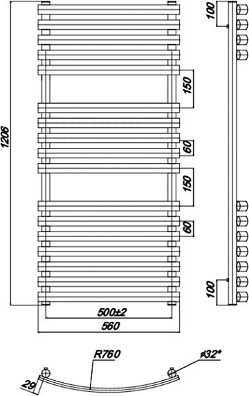 Полотенцесушитель водяной Ravak Elegance 500x120