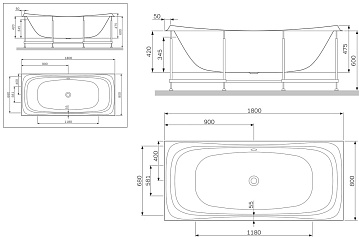 Акриловая ванна AM.PM Sensation 180x80 см, W30A-180-080W-A