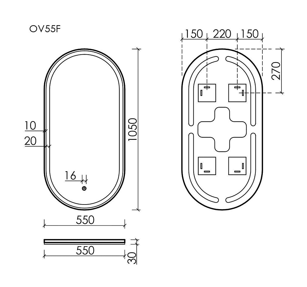 Зеркало Sancos Oval OV55F 55 см