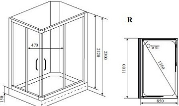Душевая кабина Timo Lux TL-1504 R, с сиденьем