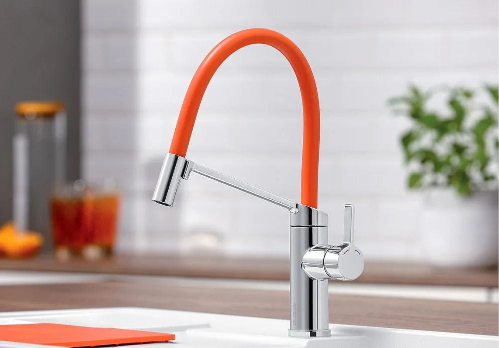 Смеситель для кухни Blanco Viu-S 524813 с гибким изливом, 4 цветных съемных шланга Sancos — официальный сайт
