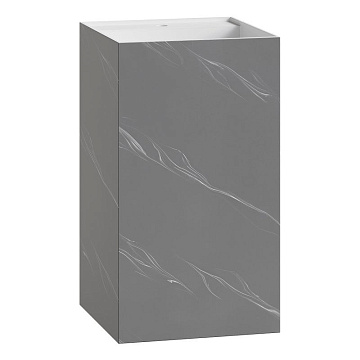 Раковина Boheme Cube 802-GR Corian 48х48х85 Grey base+white veins, напольная