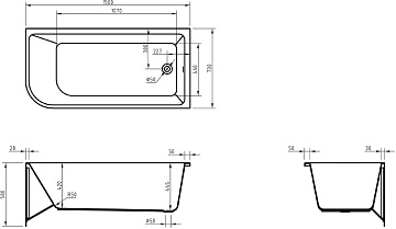 Акриловая ванна BelBagno 150x75 см, правая, BB712-1500-730-R