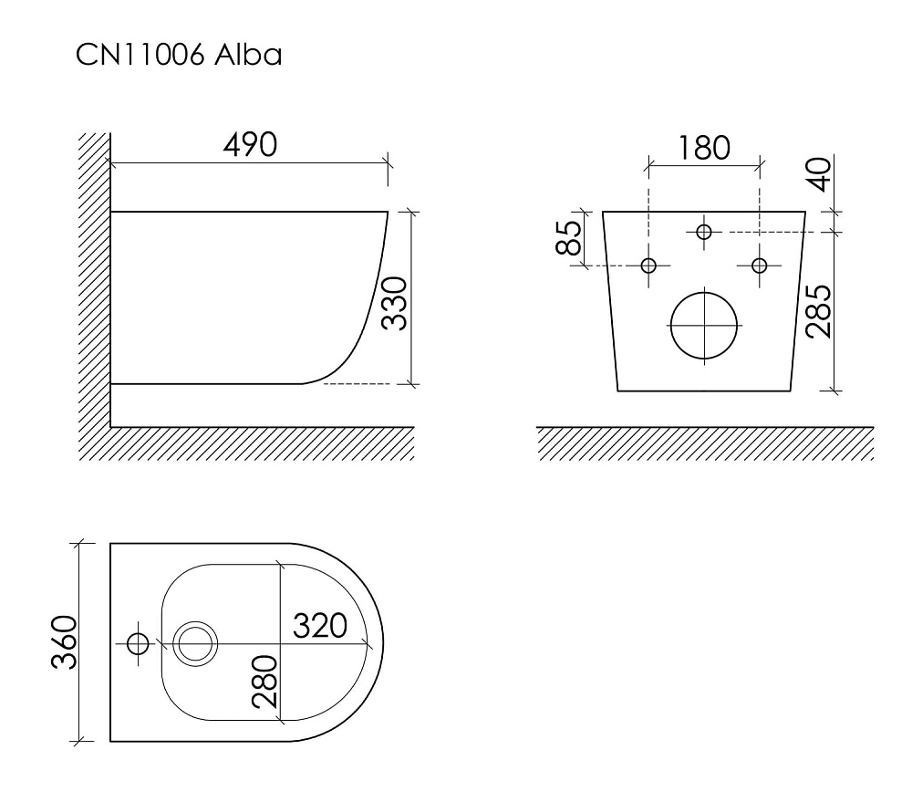 Биде подвесное Ceramicanova Alba CN11006 белый