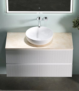 Тумба с раковиной Sancos Snob R 100 см, bianco, столешница бежевая, раковина CN5024