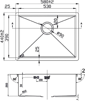 Мойка кухонная Zorg Light ZL R 580440