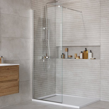 Душевая перегородка BelBagno Kraft 80 см, профиль хром, стекло прозрачное