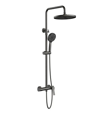 Душевая стойка Vincea Arco VSFS-4AR1GM, с изливом, вороненая сталь