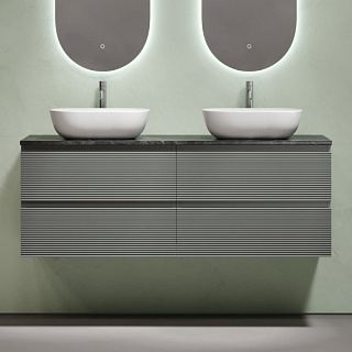 Тумба с раковиной Sancos Folk 140 ergraut soft, столешница черный мрамор TT140A1X, раковина CN6009