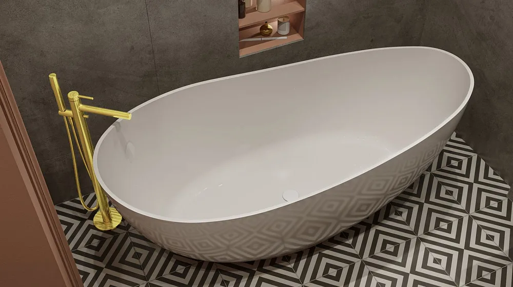 Ванна из искусственного камня WHITECROSS Ruby 170x75 см, отдельностоящая, белая, овальная, с донным  Sancos — официальный сайт