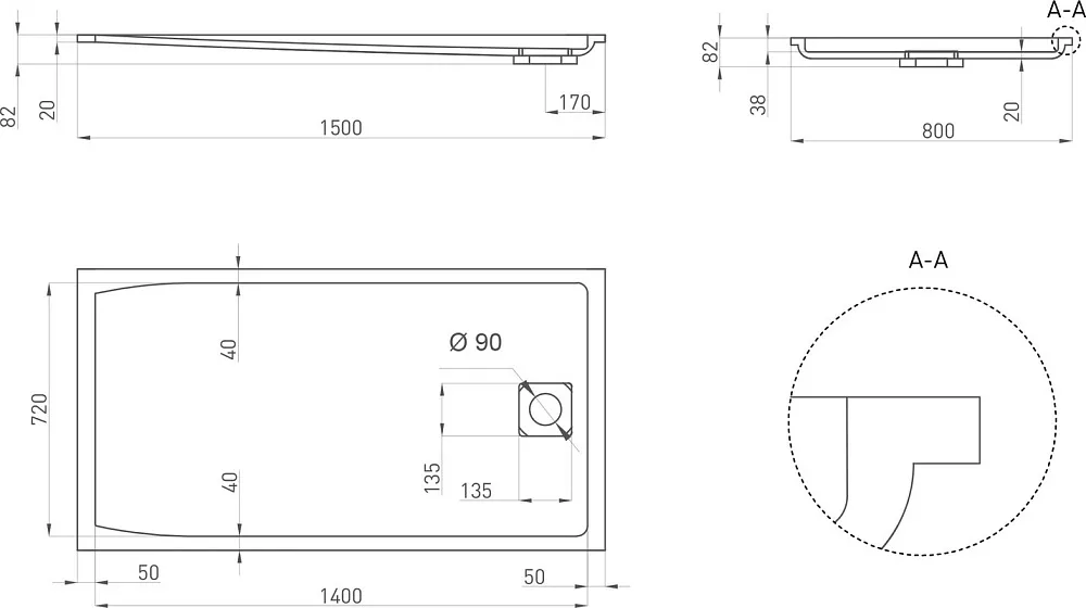 Поддон для душа Salini Capri 150x80 см, S-Sense, глянцевый Sancos — официальный сайт