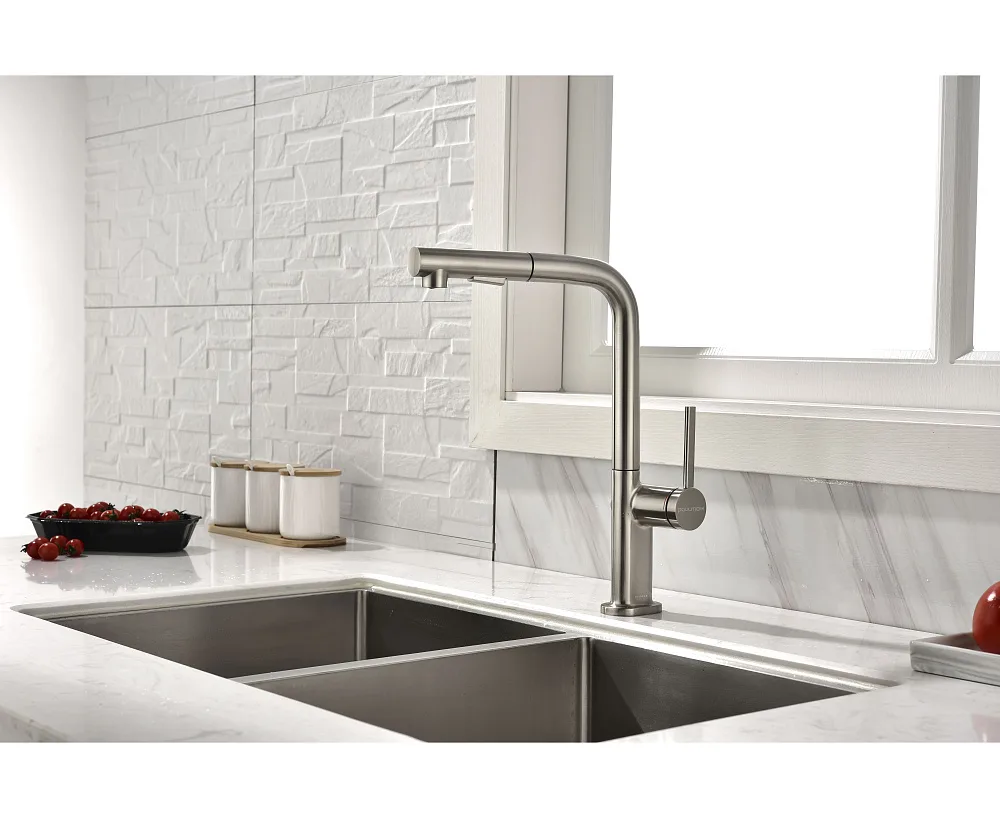 Смеситель для кухни Paulmark Neo Ne214419-BS, брашированная сталь Sancos — официальный сайт