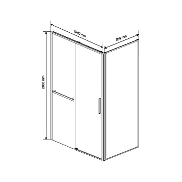 Душевой уголок Vincea Slim Soft VSR-1SS8015CLGM 150х80, профиль вороненая сталь, стекло прозрачное