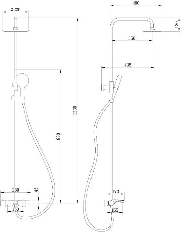 Душевая стойка Abber Thermostat AF8516B, черная матовая