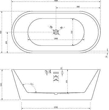 Акриловая ванна Abber 160x80 см, AB9203-1.6