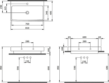 Раковина Berges Strati 81x49, глянцевая белая