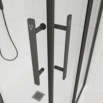Душевой уголок Veconi Evo 300 B 90х90 см, профиль матовый черный, стекло прозрачное