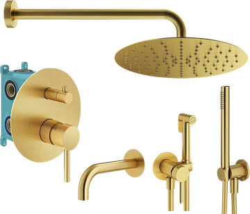 Комплект для ванной Plumberia Selection Ixo KITZXO19OB60 С ВНУТРЕННЕЙ ЧАСТЬЮ, золото брашированное