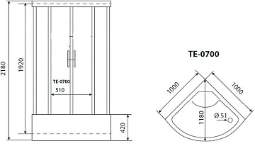 Душевая кабина Timo Eco TE-0700P с высоким поддоном, с сиденьем