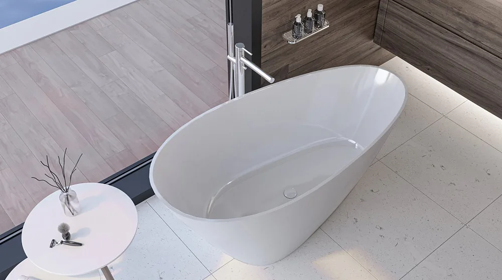 Ванна из искусственного камня WHITECROSS Spinel C 150x70 см, отдельностоящая, белая, овальная, с дон Sancos — официальный сайт