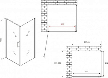 Душевой уголок Abber Sonnenstrand AG04080M-S90M 90x80, профиль хром, стекло матовое