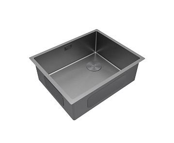 Мойка кухонная Paulmark Next-Skew PM885444-GM-M, матовая вороненая сталь