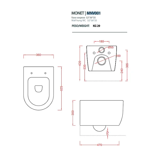 Чаша для унитаза подвесного ArtCeram Monet Rimless Sancos — Оригинал