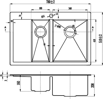 Мойка кухонная Zorg Inox R 5178-2-R