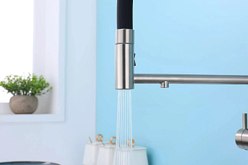 Смеситель для кухни Paulmark Nexus Ne213999-BS с гибким изливом, брашированная сталь