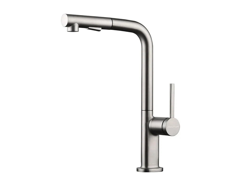 Смеситель для кухни Paulmark Neo Ne214419-BS, брашированная сталь Sancos — официальный сайт