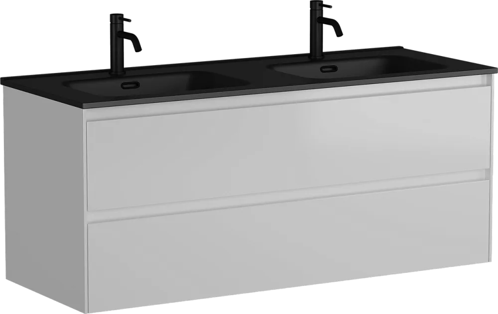 Тумба с раковиной Sancos Cento 120 см двойная, белый глянец, черная раковина Sancos — официальный сайт