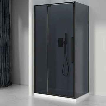 Душевой уголок Black&White Stellar Wind S818 BG 100х80, профиль черный, стекло тонированное