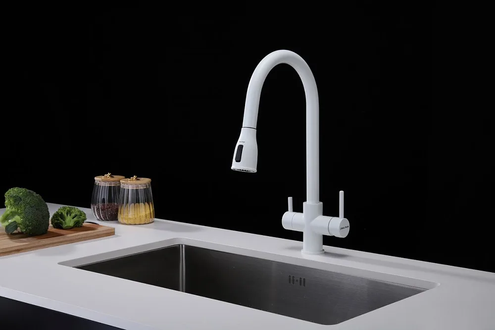 Смеситель для кухни Paulmark Lange La214212-WH, белый матовый Sancos — официальный сайт