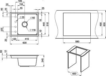 Мойка кухонная Granula Kitchen Space 6004, шварц