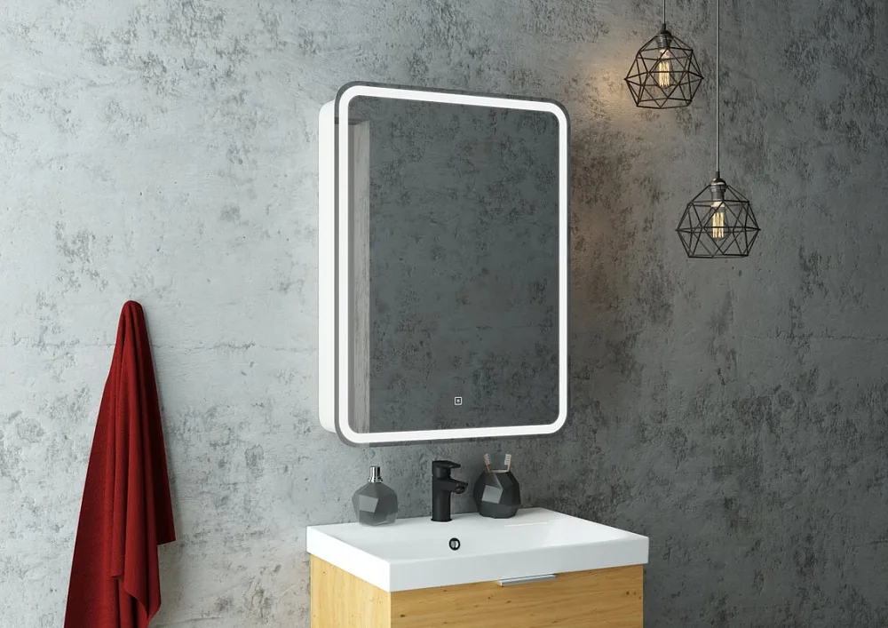 Зеркало-шкаф Art&Max Platino 60 L с подсветкой Sancos — официальный сайт