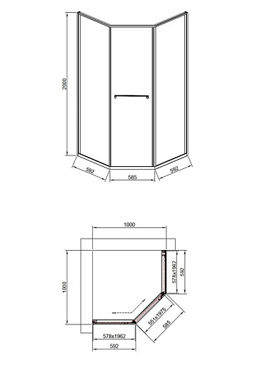 Душевой уголок Timo TTSS-100/13C-8R 100x100 см, профиль никель, стекло прозрачное