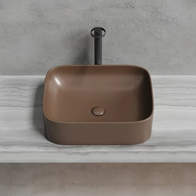 Накладная раковина Ceramicanova Element CN6052MDB темно-коричневая матовая Sancos — Оригинал