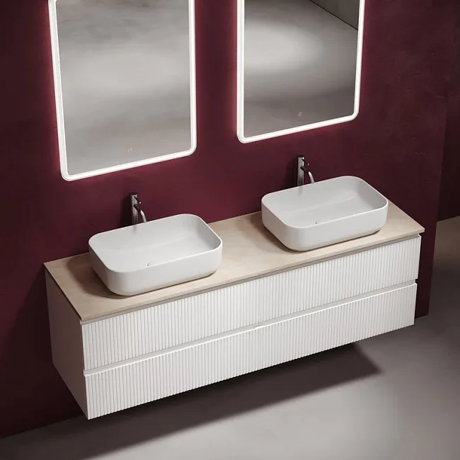 Тумба с раковиной Sancos Snob T 160 bianco, столешница бежевая TT160A2X, раковина CN5043 Sancos — Оригинал